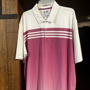 adidas White & Magenta Gradient Climacool Polo